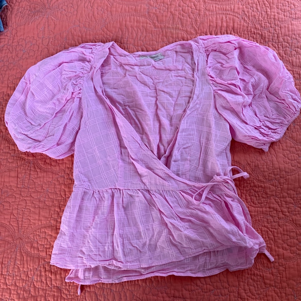 Urban Outfitters Pink Puff Sleeve Top